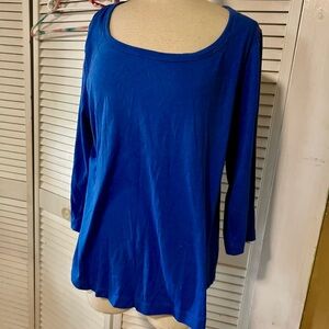 Classic Women's Scoop Neck Long Sleeve Top - Royal Blue